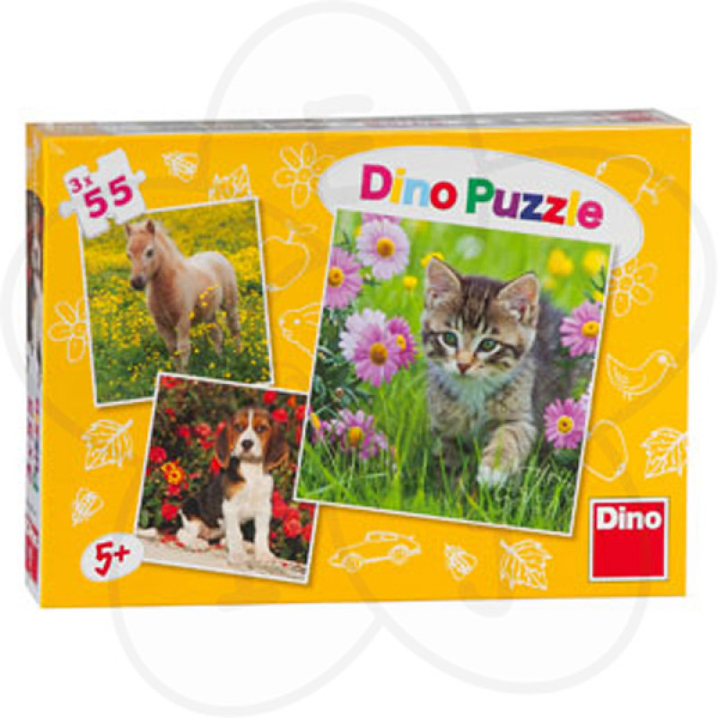 Puzzle za decu Dino životinje 3 x 55 delova, D335141 