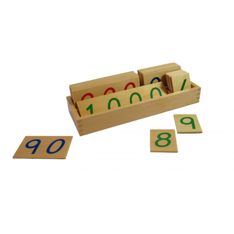 Montesori-drvene numeričke pločice 1-1000-veće, sa kutijom, HTM0135 