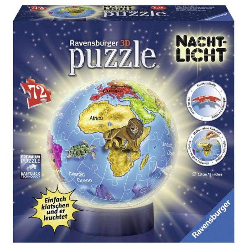 Ravensburger 3D puzzle (slagalice) - Svetleći globus sa životinjama RA12142 