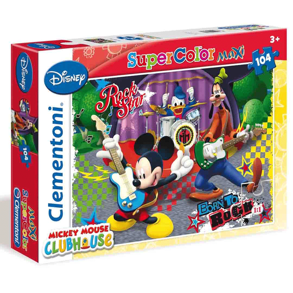 Puzzle maxi Mickey Mouse The rock and roll band 104 dela Clementoni ...