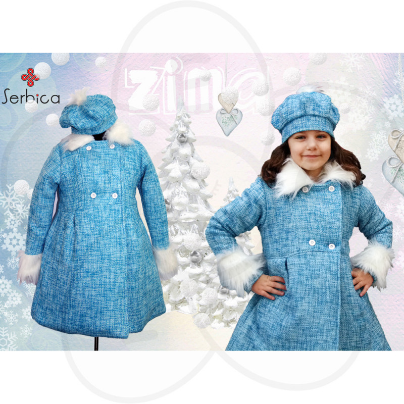 Plavi kaput sa krznom 