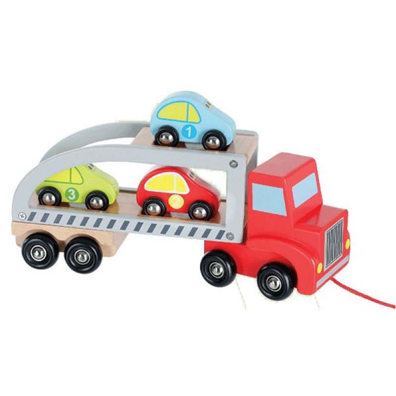 Drveni set transporter + automobil 33805 