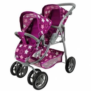 Kolica za lutke Milo Twin  Star Darkm pink 164743 
