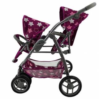Kolica za lutke Milo Twin  Star Darkm pink 164743 