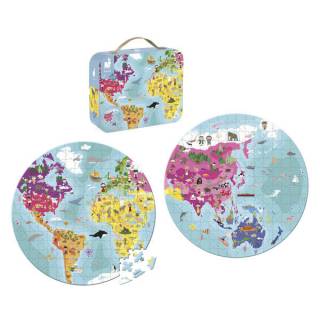 Puzzle Okrugla dvostrana mapa sveta J02655 