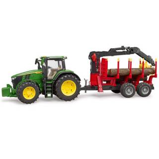 Traktor John Deere 7R 350 sa prikolicom i 4 trupca 031541 