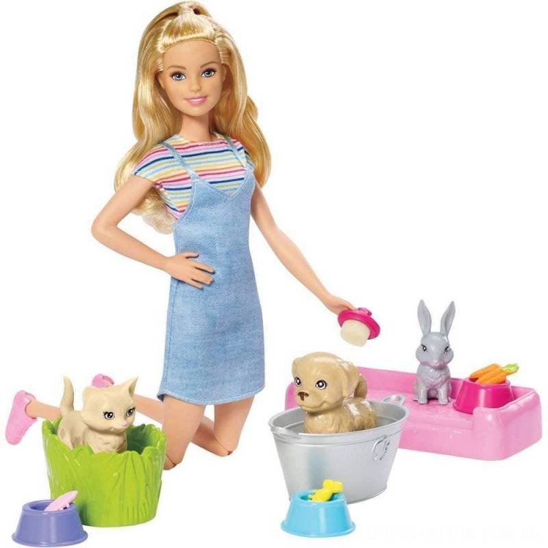 Barbie lutka sa ljubimcima za kupanje MAFXH11 