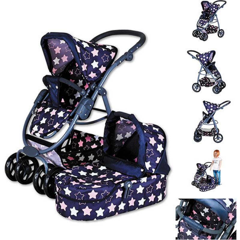 Kolica za lutke Coco Star Blue Pink 907432 