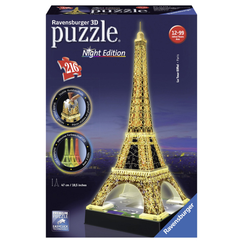 Ravensburger 3D puzzle Ajfelov toranj noću RA12579 