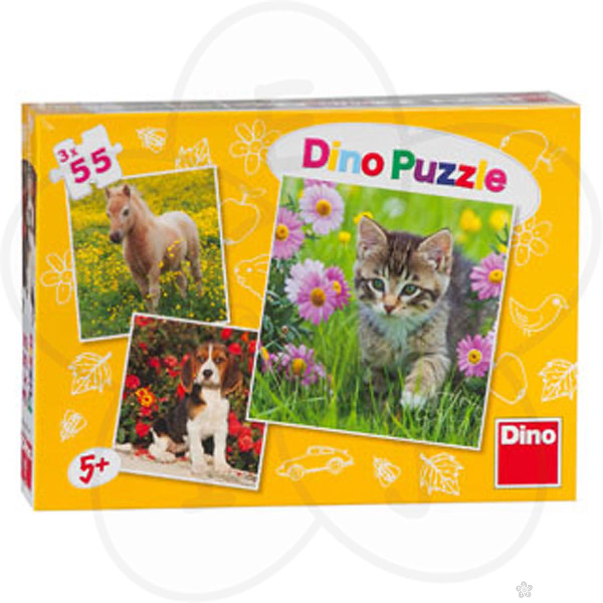 Puzzle za decu Dino životinje 3 x 55 delova, D335141 