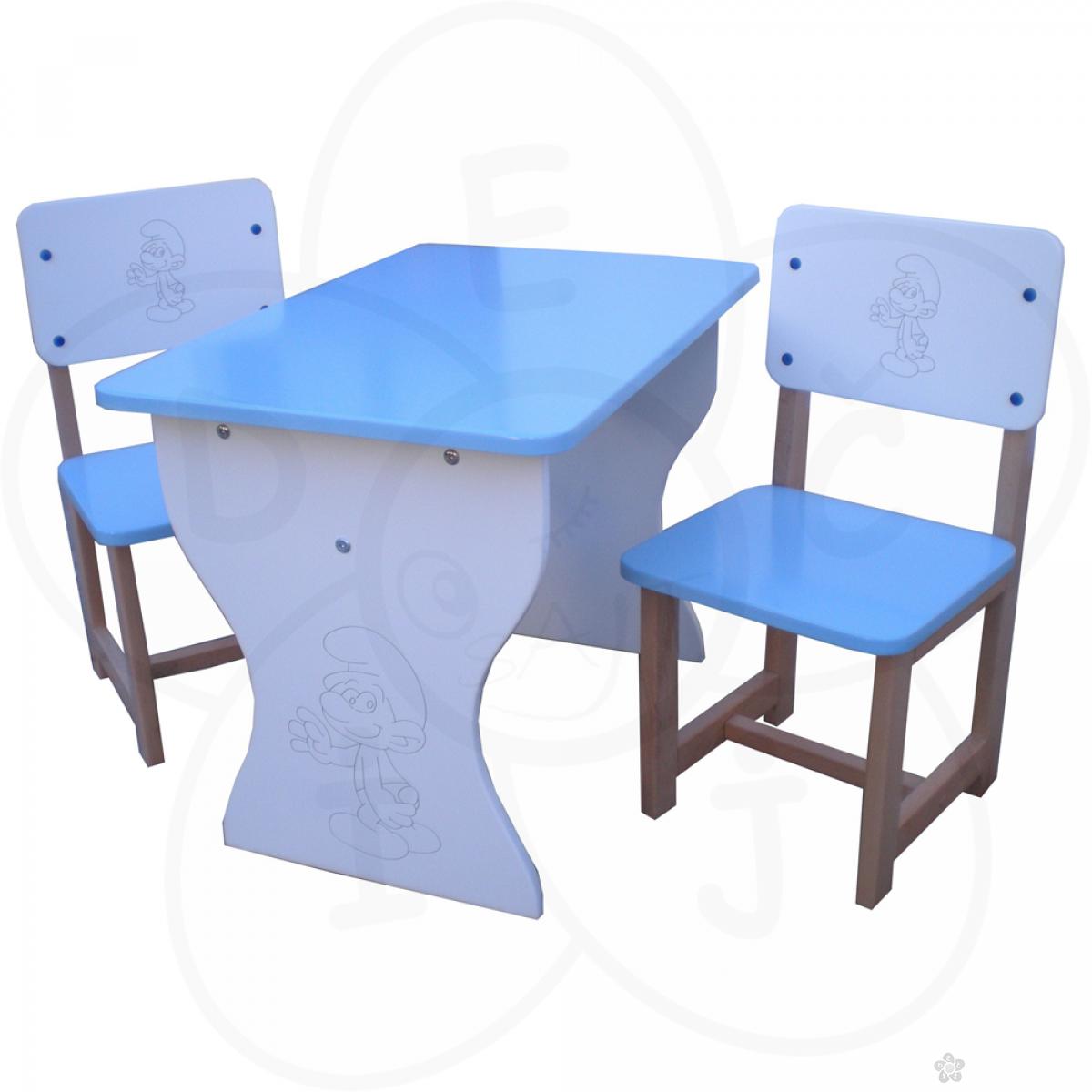 Sto sa dve stolice Standard plavo/beli 