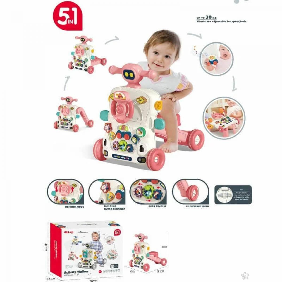 Hodalica za bebe 5u1 roze 100/71393 