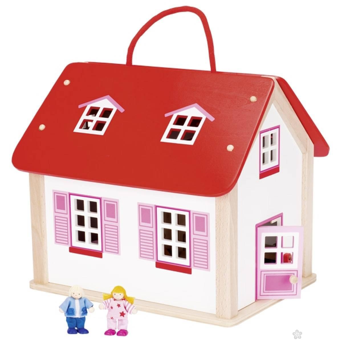 Drvena kuća kofer za lutke sa dodacima 51780 
