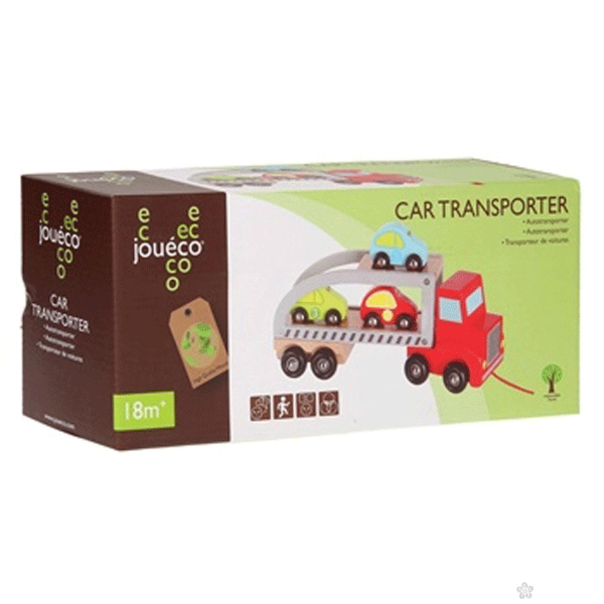 Drveni set transporter + automobil 33805 