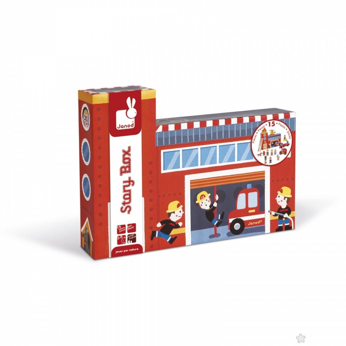 Drvena igračka Story Box – Vatrogasna stanica J08522 