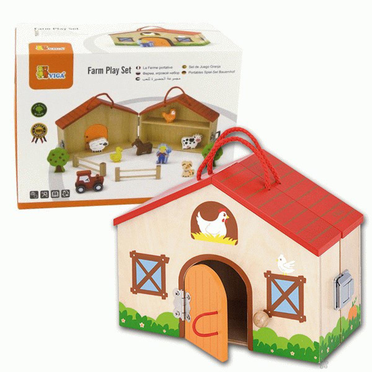 Drvena igračka kućica-farma sa figurama Viga, 51618 