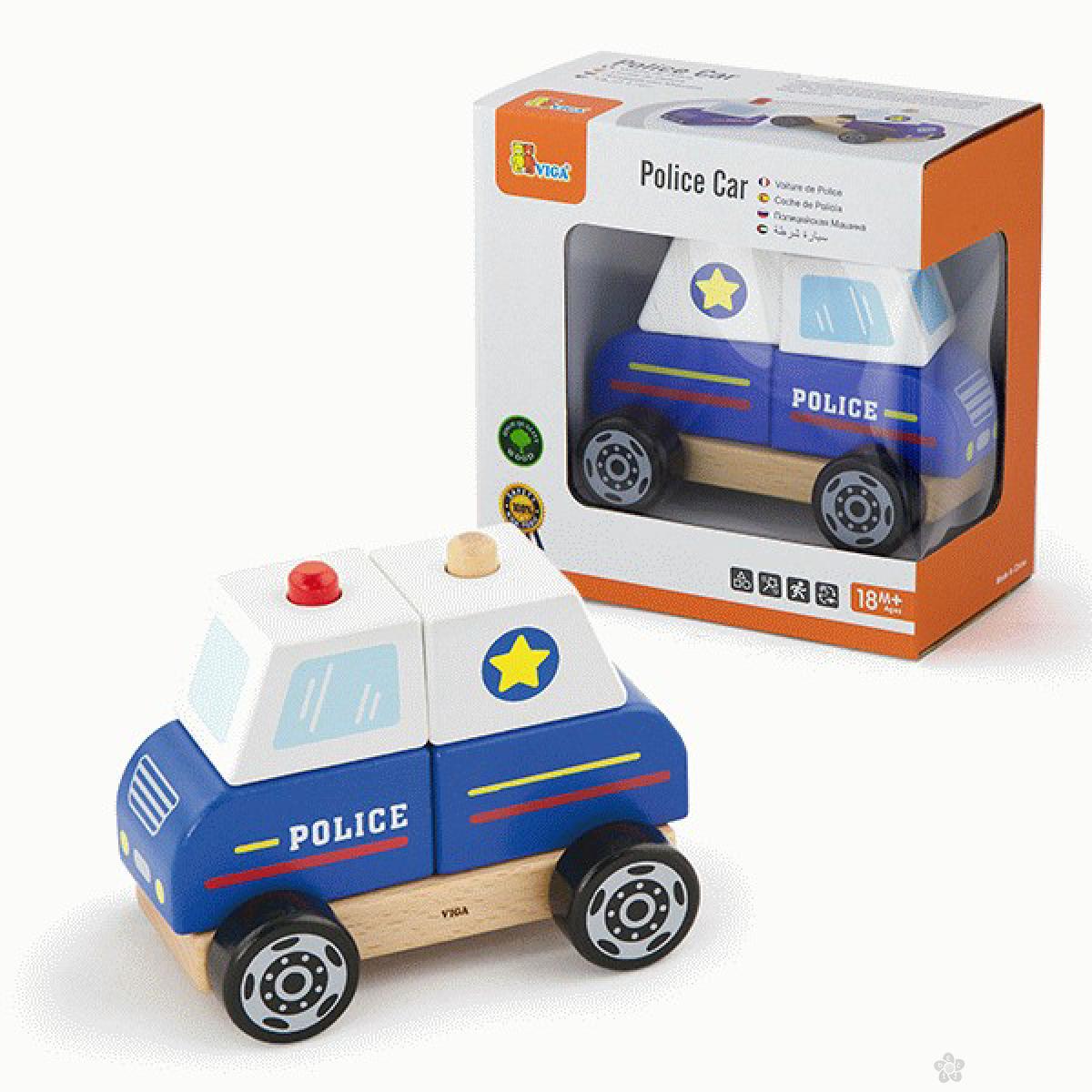 Drvena igračka sastavi policijski auto Viga, 50201 