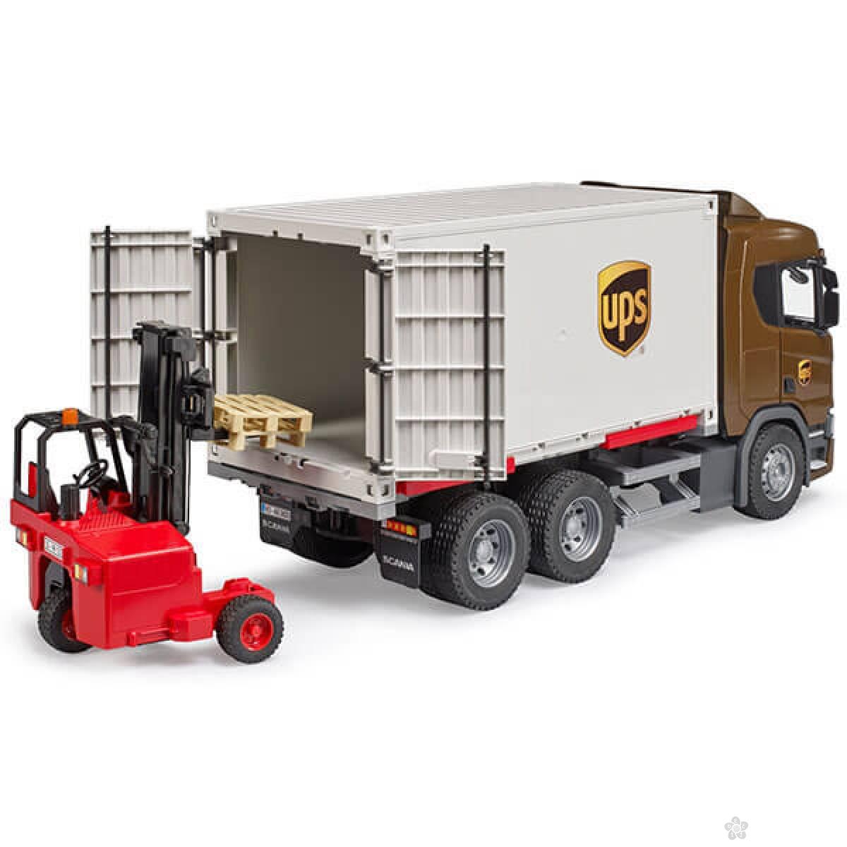 Kamion Bruder Scania UPS sa viljuškarom 035822 