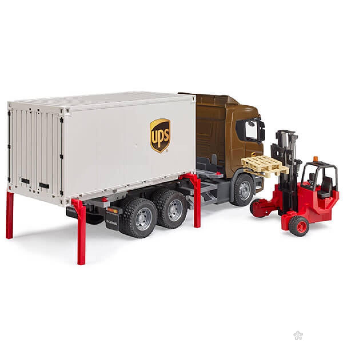 Kamion Bruder Scania UPS sa viljuškarom 035822 