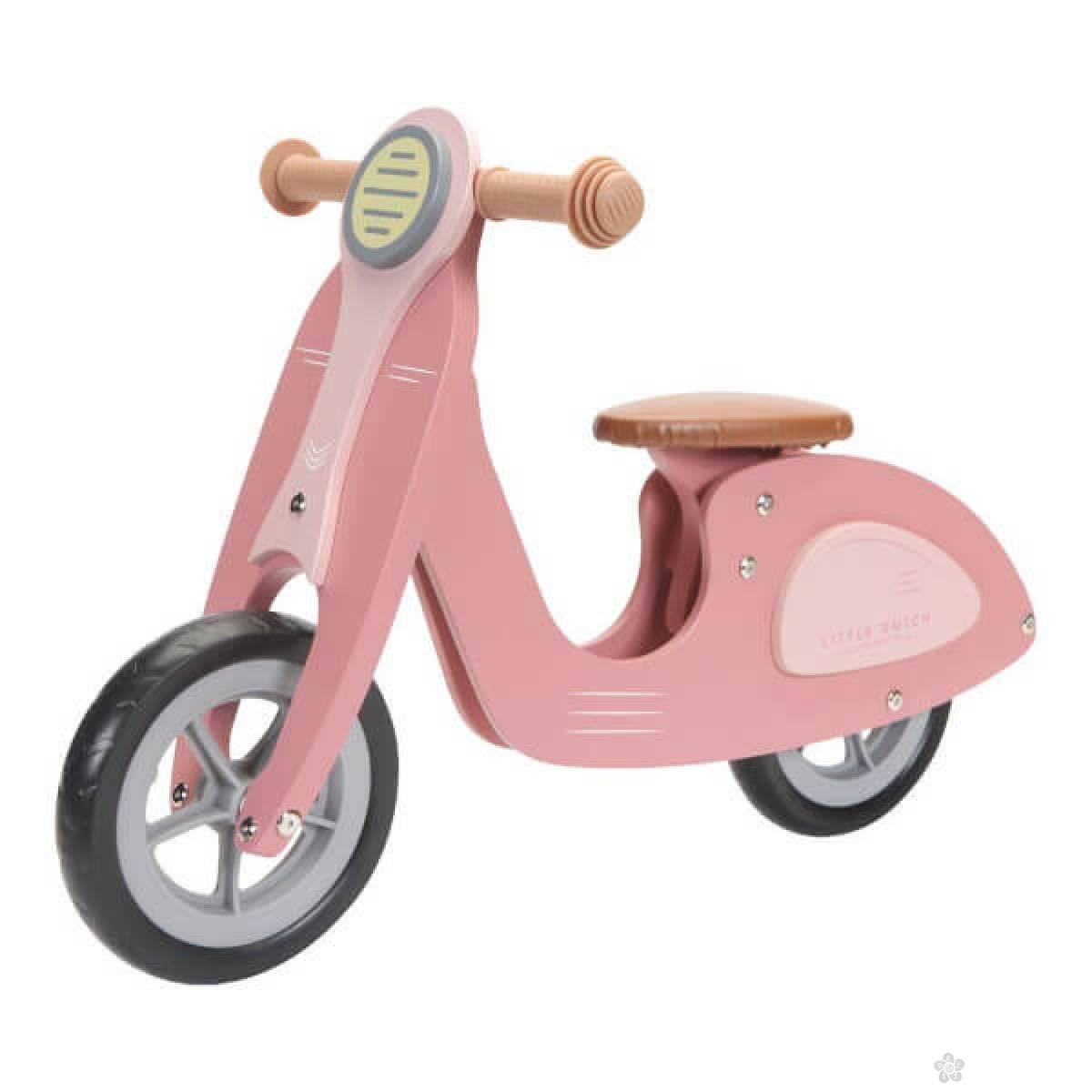 Drveni balans bicikl roze Vespa LD7003 