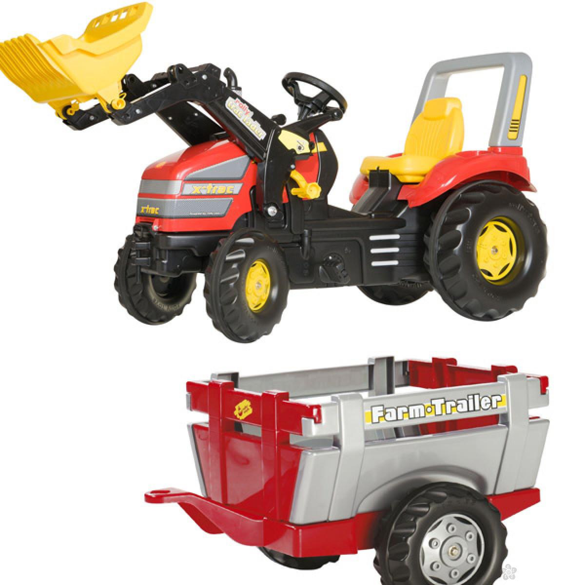 Traktor na pedale Rolly Toys Utovarivač sa Farm prikolicom 046836 