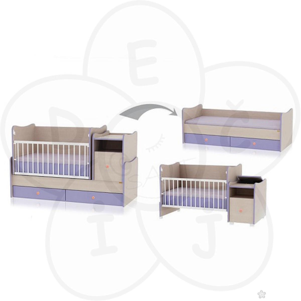 Drveni Krevetac Trend Plus - White Violet 