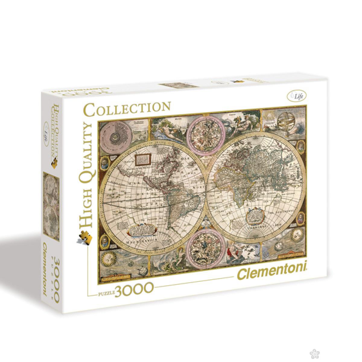 Puzzla Old map 3000 delova Clementoni, 33531 
