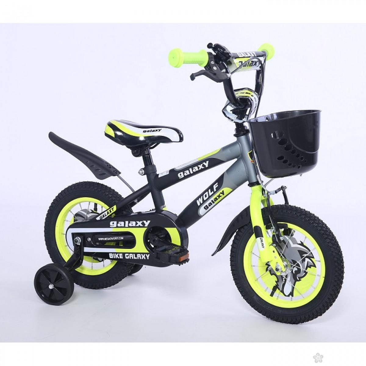 Dečiji Bicikl Wolf 12 crna/siva/neon žuta, 460461 