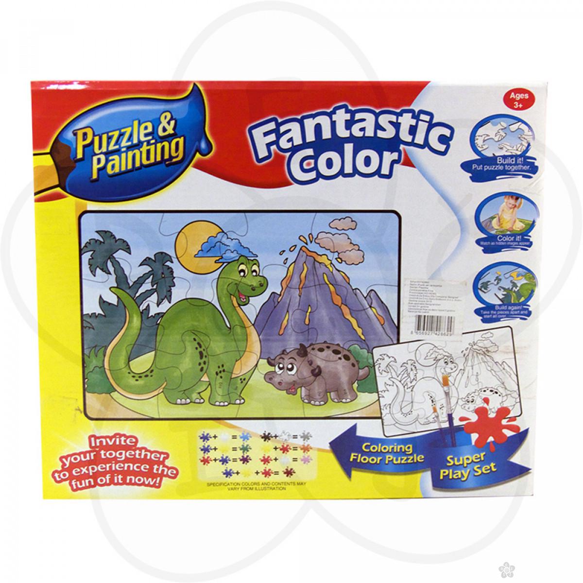 Puzzle za decu Dino set za bojenje 