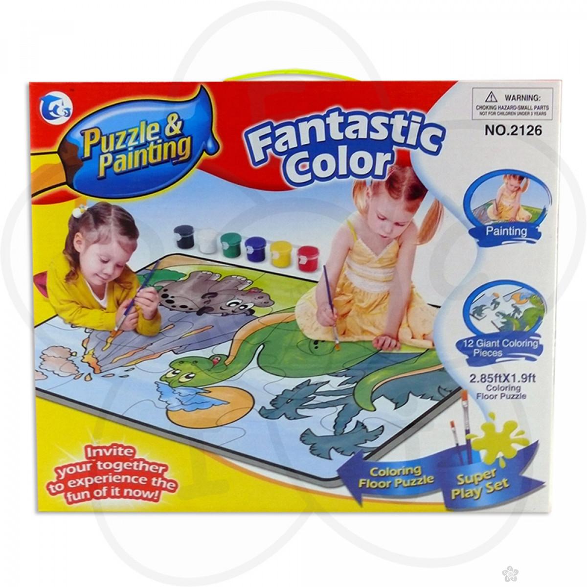 Puzzle za decu Dino set za bojenje 