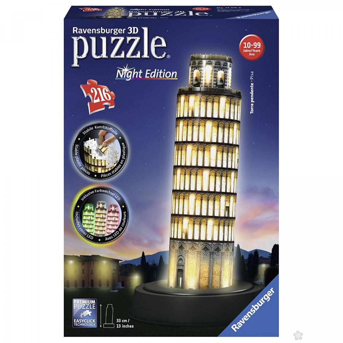Ravensburger 3D puzzle (slagalice) - Toranj u Pizi noćno izdanje , RA12521 