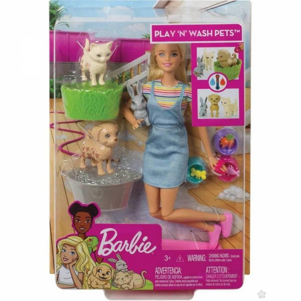 Barbie lutka sa ljubimcima za kupanje MAFXH11 