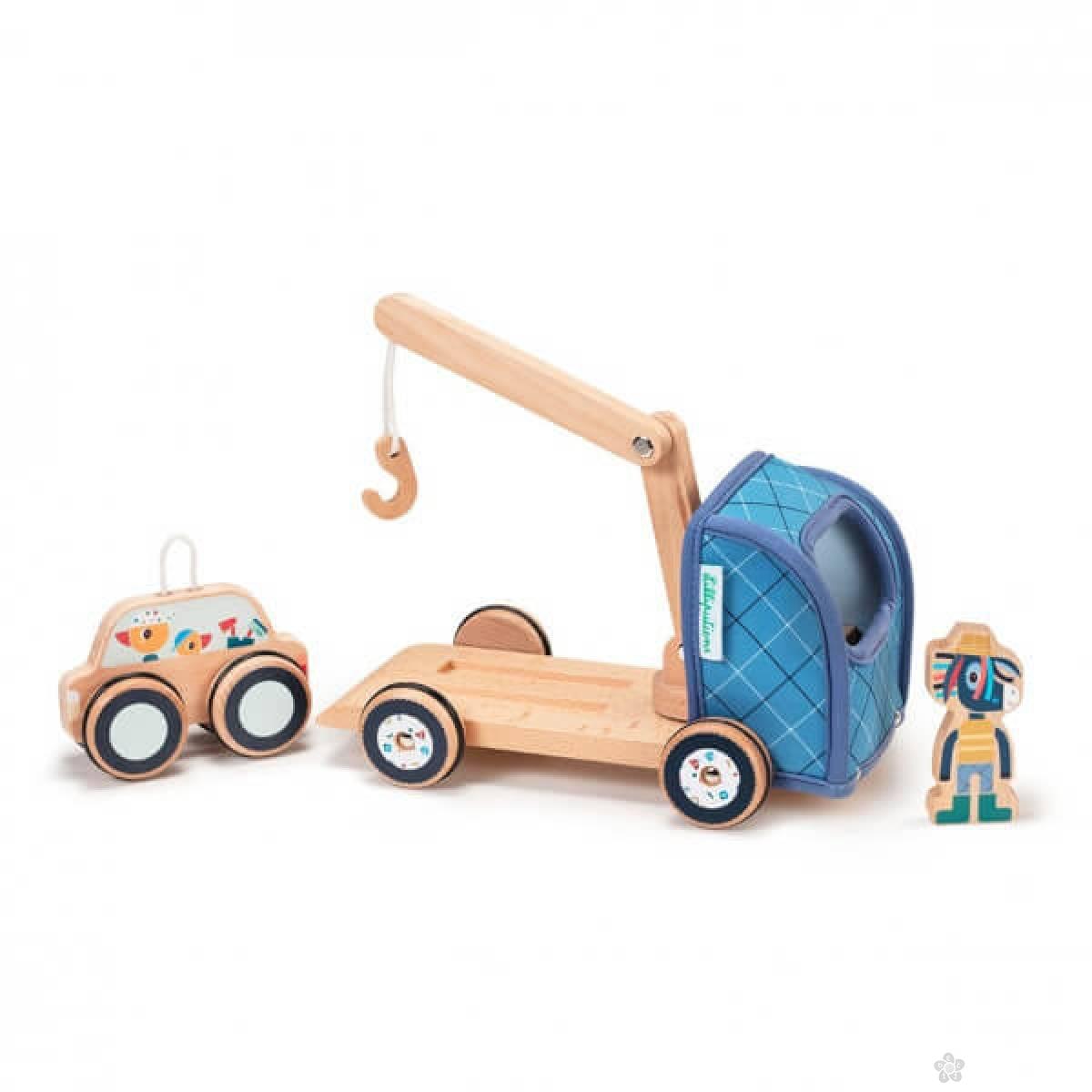 Drveni kamion sa dizalicom i figuricama 83232 