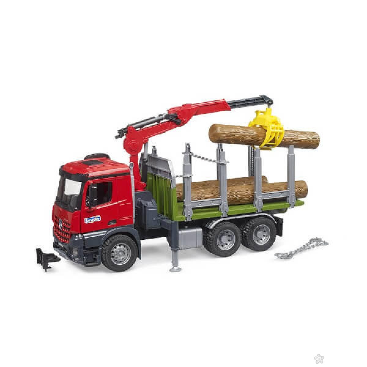 Kamion MB Arocs sa kranom i drvima 036690 