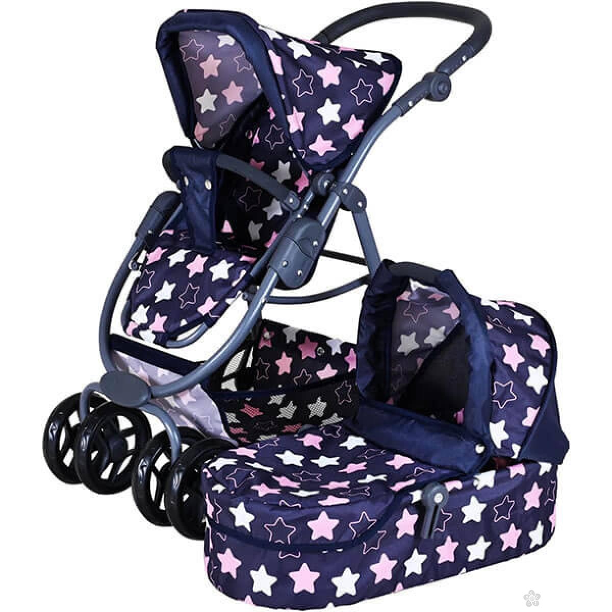 Kolica za lutke Coco Star Blue Pink 907432 