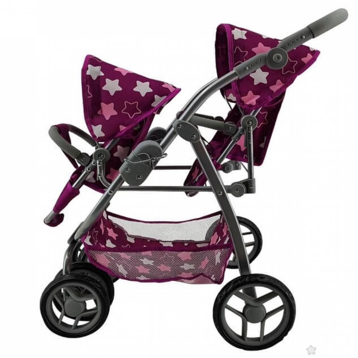 Kolica za lutke Milo Twin  Star Darkm pink 164743 