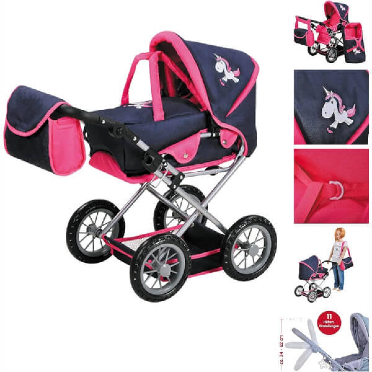 Kolica za lutke Ruby Unicorn plava 63176 