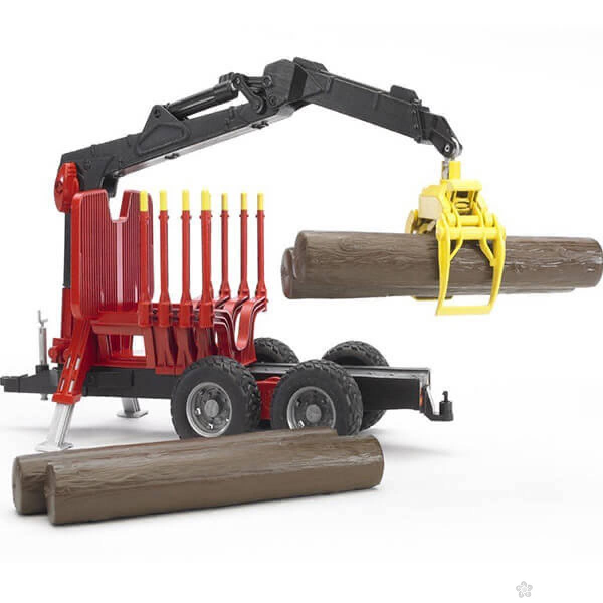 Prikolica sa drvcima i utovarivačem 022525 