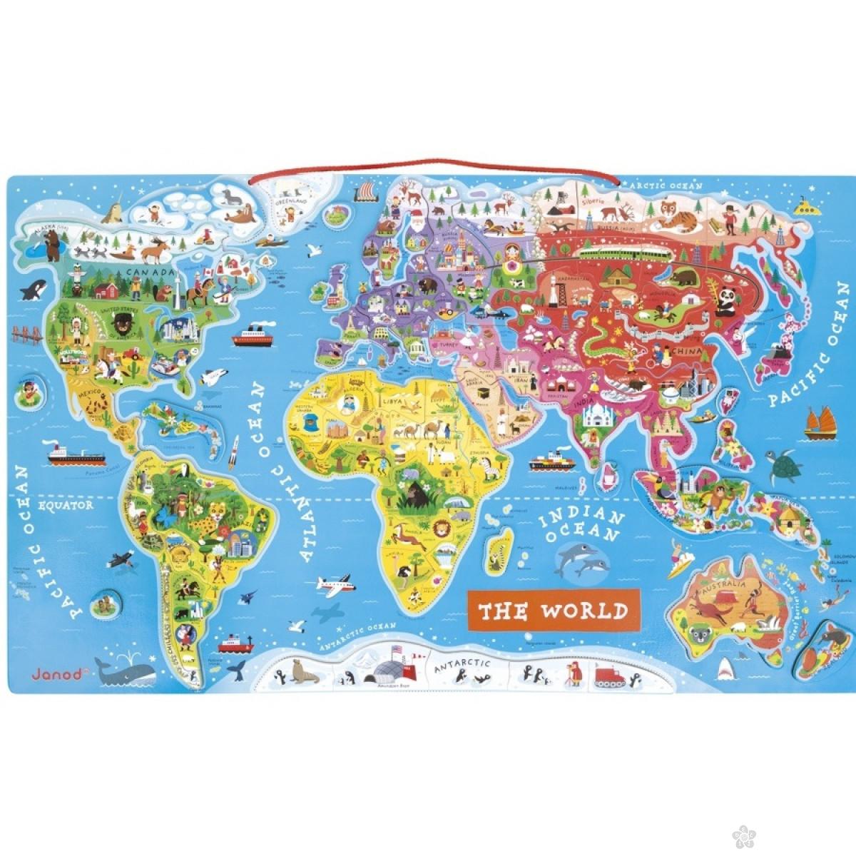 Puzzle Sa Magnetom Mapa Sveta J05504 Decji Sajt