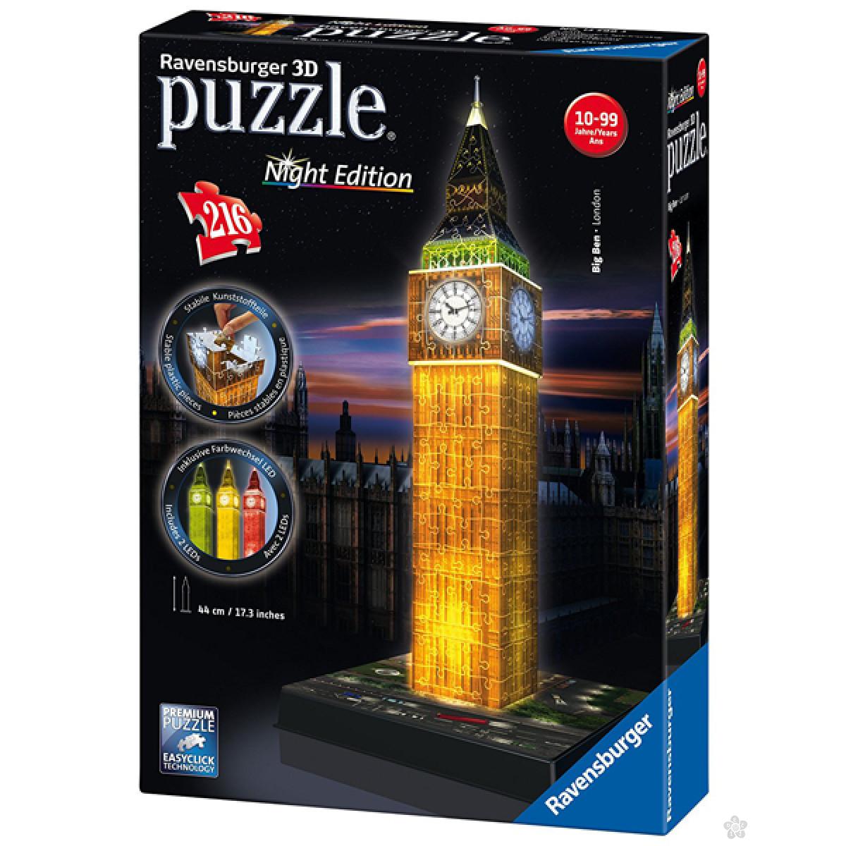 Ravensburger 3D puzzle Big Ben noću RA12588 