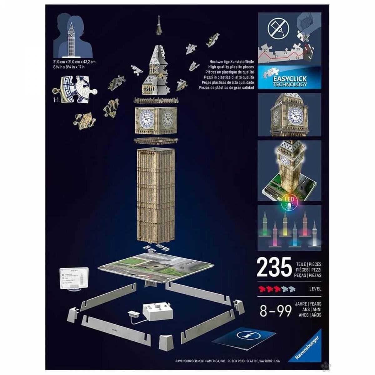Ravensburger 3D puzzle Big Ben sa svetlom RA12008025 