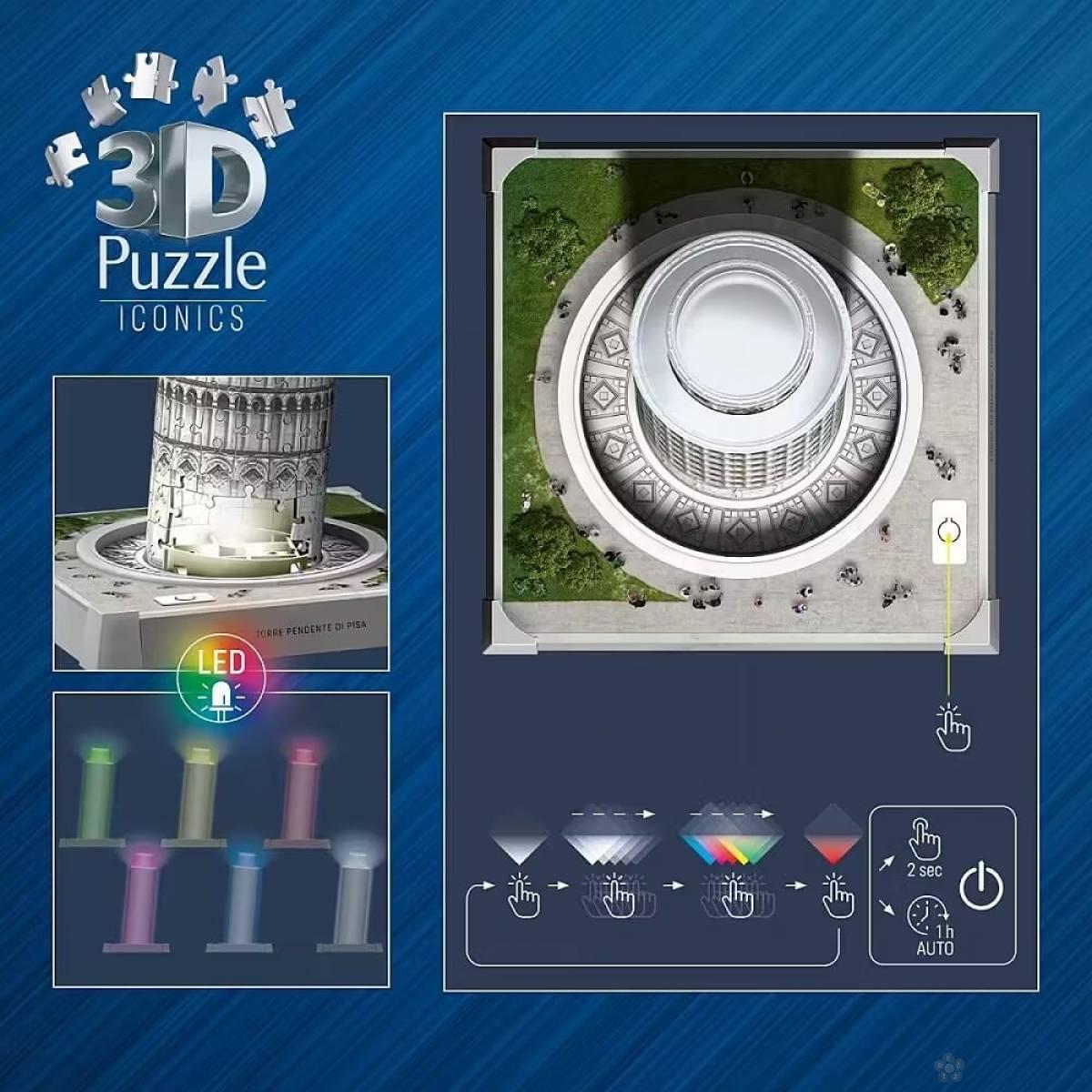 Ravensburger 3D puzzle krivi toranj u Pizi sa svetlom RA12008028 