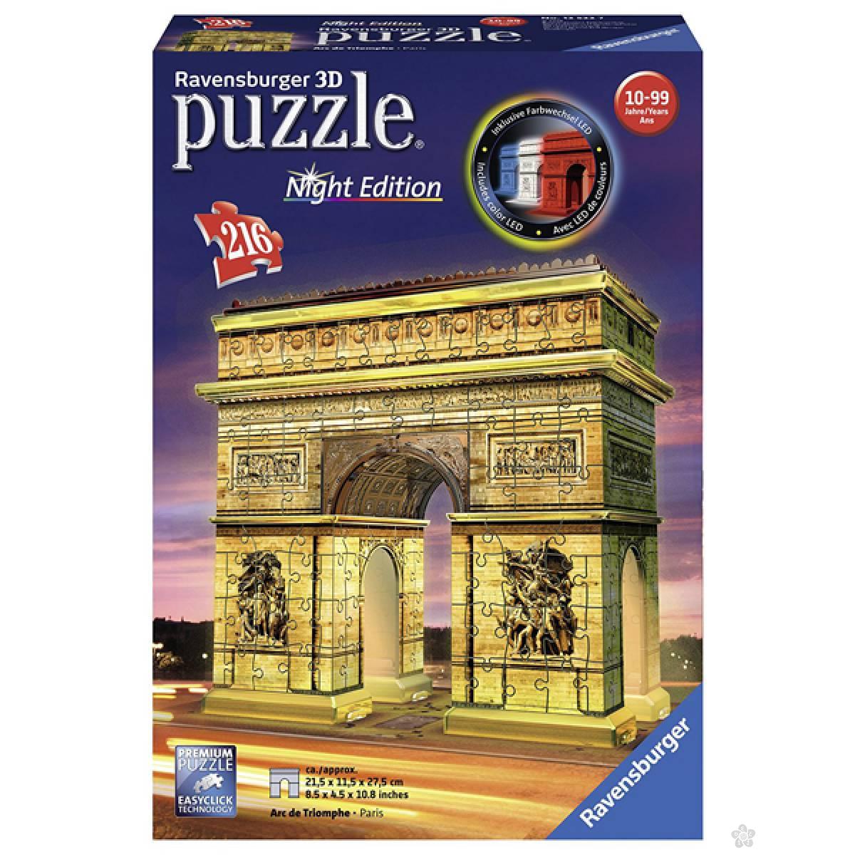 Ravensburger 3D puzzle (slagalice) - Trijumfalna kapija noć, RA12522 